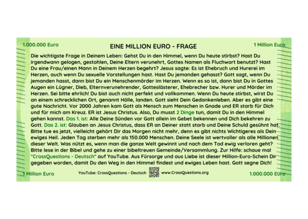 1 Million Euro | Eine Million Euro Schein | CrossQuestions.org